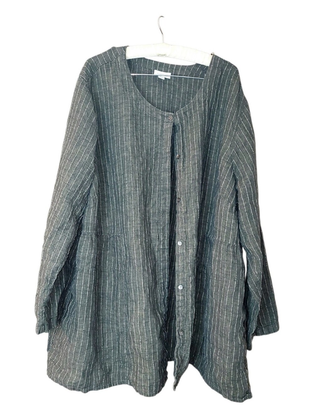 Purejill J. Jill Linen Long Sleeved Gray Button Down Top 4X